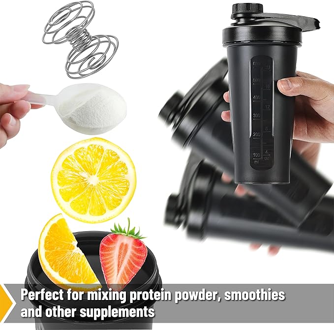 Mr. Pen- Shaker Bottles for Protein Mixes with Twist Cap, 28 oz, Black Protein Shaker Bottle with Wire Whisk Ball, Shaker Cup, Mixer Bottle