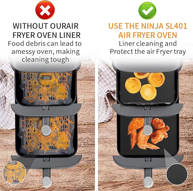 4-Pack Glass Fiber Air Fryer Liners Set for Ninja DoubleStack SL401, 8.07"x6.89" Reusable Basket Pads Heat-Resistant No-Scratch Air Fryer Liners Accessories