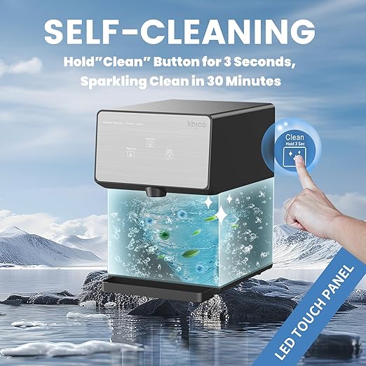 Countertop Nugget Ice Maker with Chewable Soft Ice, 35lbs/24Hrs High Capacity, Self-Cleaning & Automatic Dispensing, Quiet 45dB Operation for Home/Office/Bar (BPA-Free, LED Touch Panel)