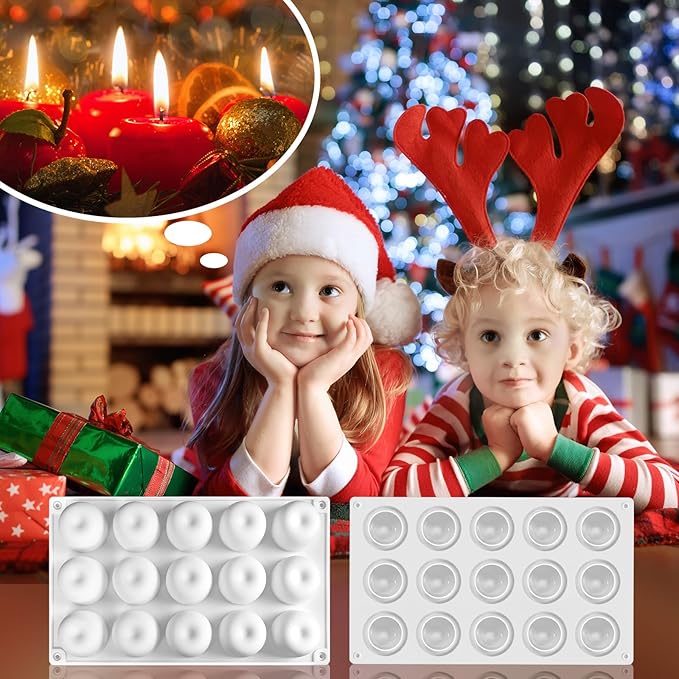 Apple Silicone Mold, 15-Cavity Shape Mousse Cake Molds, 3D Fruit Ice Cream Candy Molds, Non-Stick Sphere Silicone Molds for Chocolate French Fruit Cake Decoration