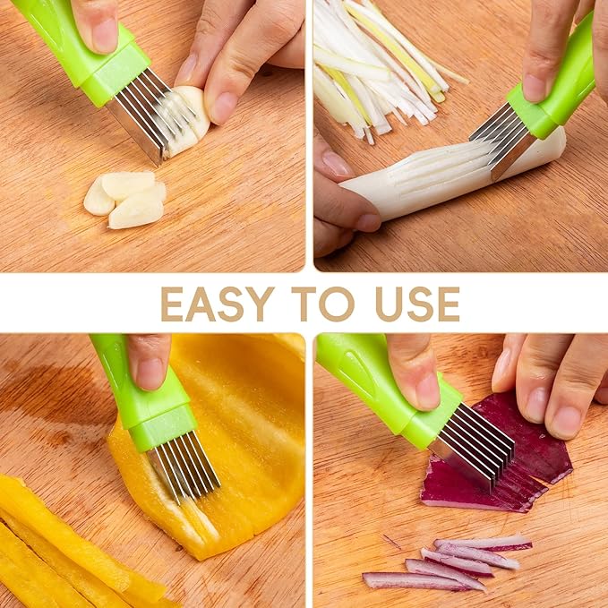 XJMWXHFC 2Pcs Chopped Green Onion Knife, Scallion Cutter Shred Knife, Vegetable Cutter Sharp Scallion Cutter Shred Knife, Stainless Steel Household Multifunctional Food Slicer Gadget