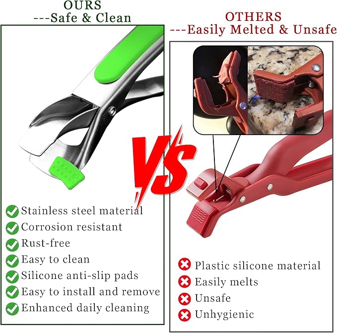 2PCS Hot Plate Gripper,Air Fryer Pans Gripper,Stainless Steel Hot Plate Bowl Retriever,Anti Scald Bowl Holder Clip,Kitchen Lifters Tongs for Egg Custard,Jidangeng,Microwave,Toaster,Oven Steamer