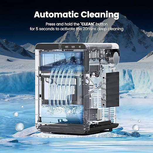 Kndko Nugget Ice Makers Countertop, Pebble Ice Machine & Crushed Ice Maker 44Lbs/24H, Pellet Ice Makers with Ice Scoop & Removable Basket, Self-Cleaning Countertop Ice Machine for Home/Kitchen/Office