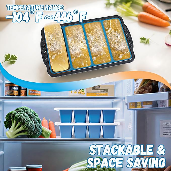 GORCI Silicone Soup Freezer Trays with Lids - 3 Pack, ½ cup, 1 cup, and 2 cup - Perfect Portion Control for Broth, Sauce & Meal Prep ，100% Platinum Silicone BPA-Free, Flexible, Dishwasher Safe