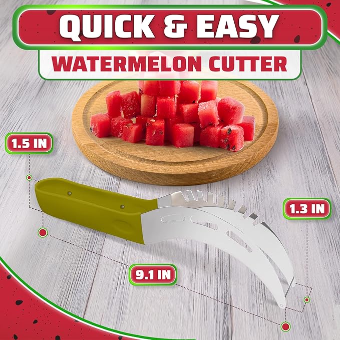 SYAYVO Stainless Steel Watermelon Slicer Cutter Tool – Easy Grip Water Melon Cutter Slicer for Cantaloupe, Honeydew & Papaya | Cheesecake, Fruit Mess-Free Prep for Parties, BBQs & Summer Snacks