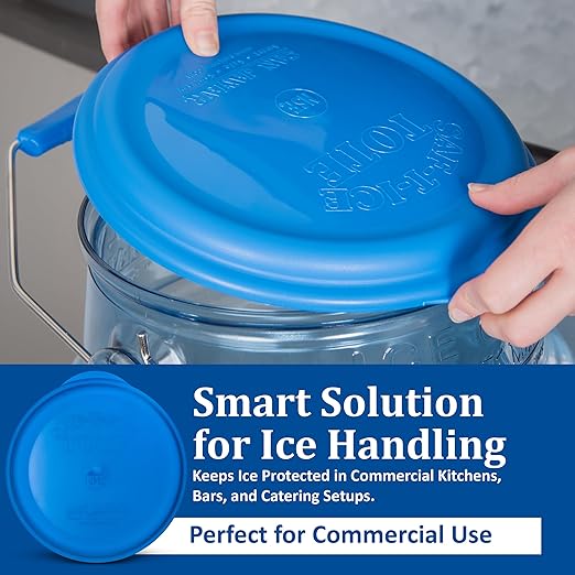 San Jamar-SI6500 Saf-T-Ice Commercial Ice Tote Snap-Tight Lid - Blue, 1 Count (Pack of 1)
