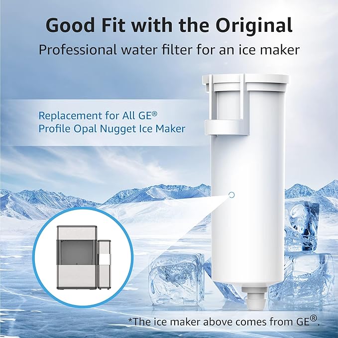Replacement for GE® Opal Nugget Ice Maker Water Filter, NSF 42&372 Certified, 4 Counts, by AQUA CREST