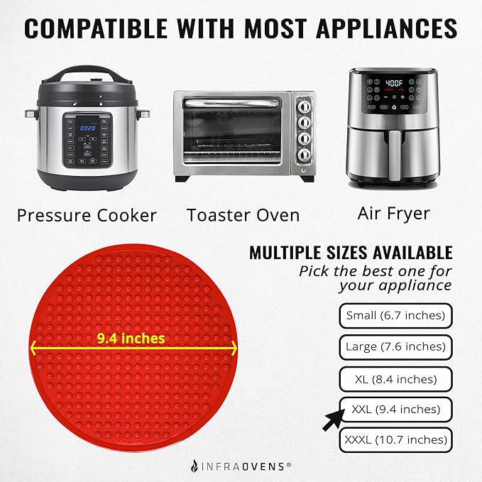 Air Fryer Silicone Liner Set of 3 Compatible with Instant Pot 8 QT Duo Crisp, Ninja Foodi + More, Air Fryer Pressure Cooker Accessories Parchment Paper Sheet Replacement Reusable Mats 9.4 inch Round