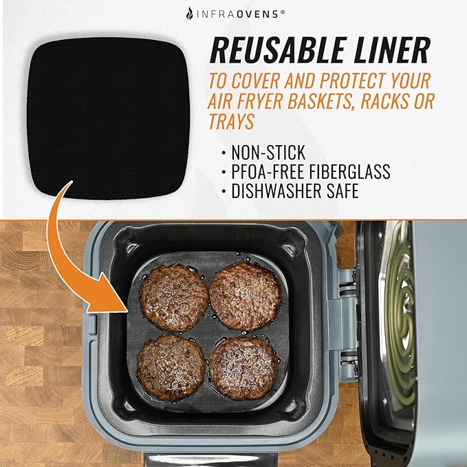 Air Fryer Liners for Ninja Speedi 6qt and Ninja Crispi 4qt, Ninja Crispi Pro 6-in-1, Reusable Mat Accessories with Air Frying and Cooking Recipes, Non-Stick Replacement for Parchment Paper