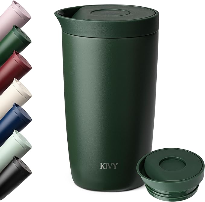 KIVY Travel Coffee Mug Tumbler [24h Cold | 6h Hot] Insulated Coffee Tumbler Stainless Steel - Leak Proof Coffee Travel Mug - 12oz Insulated cup to go for hot & cold drinks - Cups for Women & Men