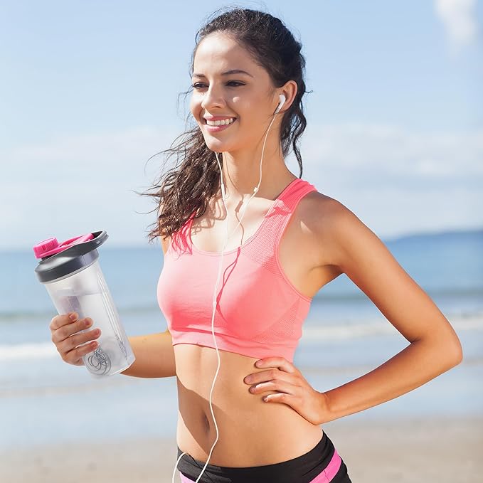 Mr. Pen Shaker Bottles for Protein Mixes - 28 oz, Gray & Pink Protein Shaker with Wire Whisk Ball