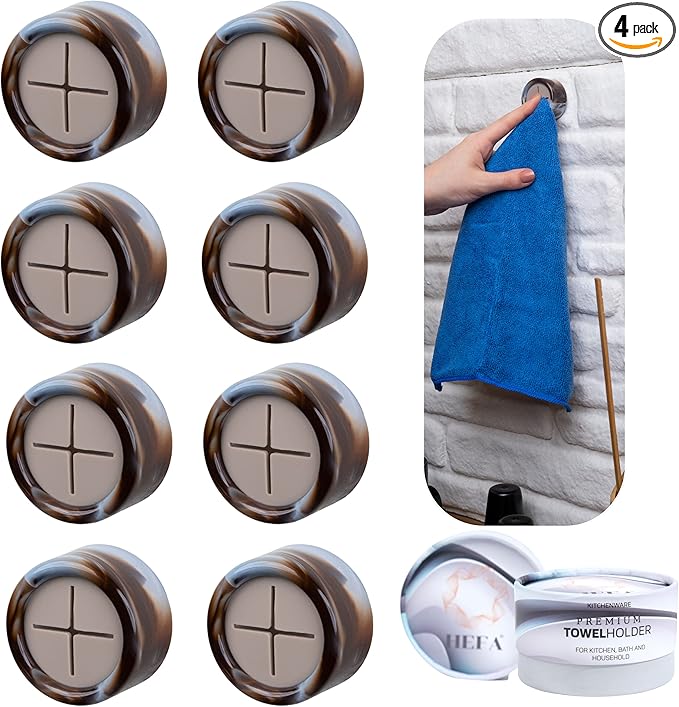 HEFA Towel Hooks - 8 Pack Eco-Friendly Kitchen & Bathroom Organization, Hand & Dish Towel Holder