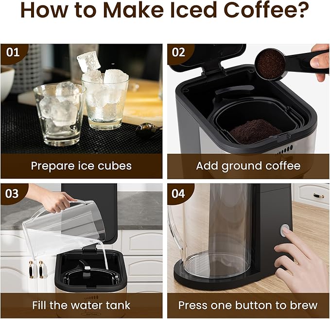 3-in-1 Coffee and Tea Machine Brewing System with 2.5 Quart Pitcher, Iced Tea Maker and Iced Coffee Maker, Strength Selector, Perfect For Tea, Coffee, Lattes, Lemonade