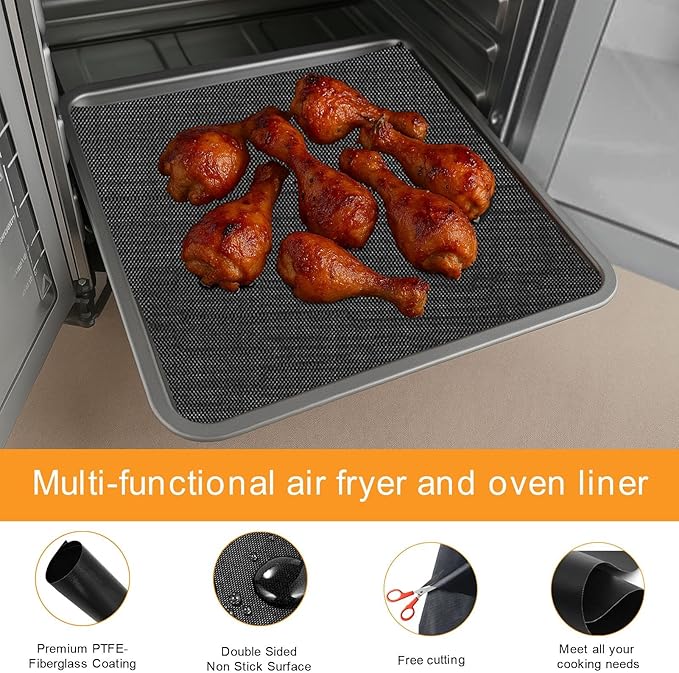 Oven Liners for Bottom of Oven,12"x12" Reusable Non-Stick Heat Resistant Toaster Liners Toaster Mat for Ninja Foodi,Cuisinart,Emeril Lagasse Extra Large 26 QT French Door Air Fryer Oven,4 Pack
