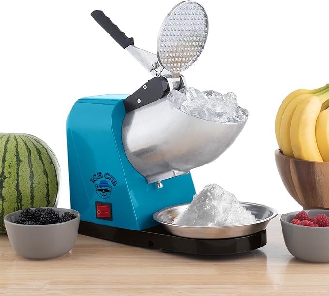 Snow Cone Machine - Ice Shaver with Powerful 170W Motor - Easy to Use Countertop Crushed Ice Maker by Great Northern Popcorn (Blue)