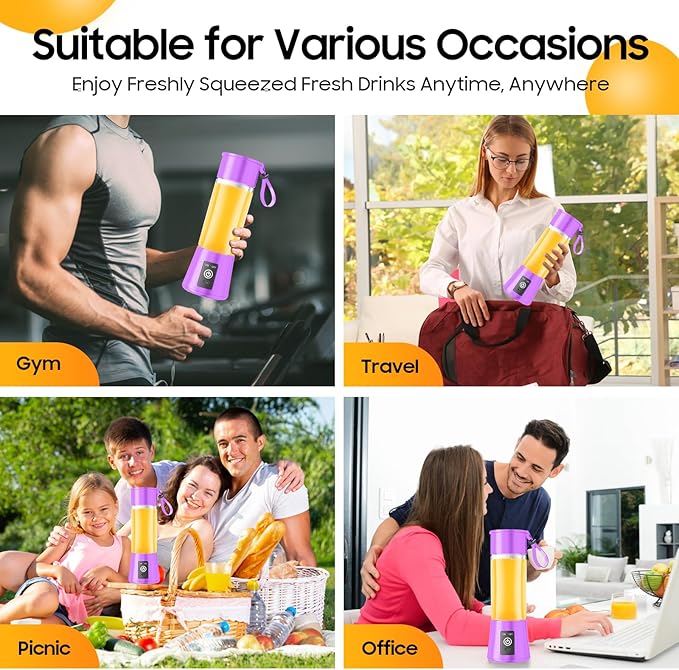 2026 Newly Upgraded Portable Smoothie Blender - Cordless Personal Blender Type-C Rechargeable, 13Oz Juice Cup BAP Free, 20,000Rpm Speed Powerful Blending, Freshly Squeezed in Sports/Office
