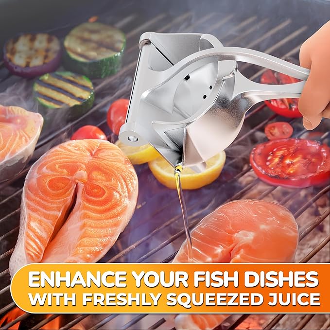 Fruit Juice Squeezer Handheld Aluminum Alloy - Manual Juicer Hand Press, Non-Slip Ergonomic Handle, Easy to Use & Clean, 0.6 L Capacity - Great Bar Juicer for Citrus, Pomegranate, and Other Fruits