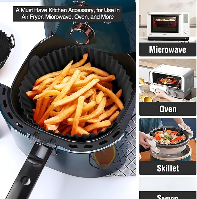 SAMNATE 3pcs Air Fryer Liners reusable - silicone air fryer liners, AirFryer Accessories, Air Fryer Silicone Liner - reusable airfryer liners - air fryer pans - airfryer liners