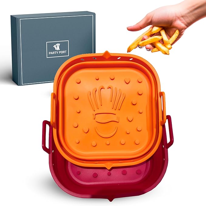 Platinum Silicone Air Fryer Liners Reusable Square-Extra Strong-Easy to Clean Air Fryer basket for Oven Microwave Accessories - BPA Free - Food Safe Pot for 5.8QT to 8 QT - 9 Inch