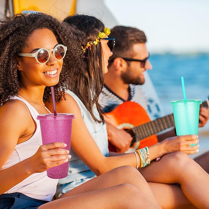Suertestarry Tumbler with Straw and Lid,Water Bottle Iced Coffee Travel Mug Cup,Reusable Plastic Cups,Perfect for Parties,Birthdays… (Rainbow, 5pack) | with Lids and Straws, Water Bottle, Iced Coffee, Travel Mug Cup, Reusable Cups, Perfect for Parties