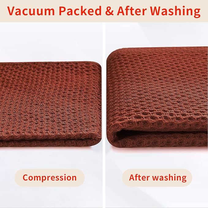 Homaxy 100% Cotton Kitchen Towels and Dishcloths Set, 12 x 12 Inches and 13 x 28 Inches, Set of 8 Bulk Kitchen Towels Set, Ultra Soft Absorbent Dish Cloths for Washing Dishes, Rust