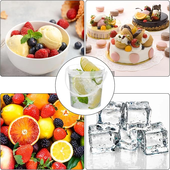 Yopay 15 Pack Plastic Rum Buckets for Drinks, 32OZ Cocktail Buckets Reusable Smoothie Bucket with Lid and Straw, 1Liter Large Ice Cream Pails for Halloween Football Parties Bar Beer