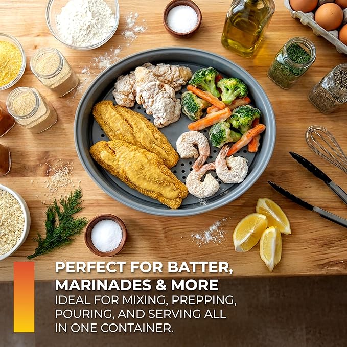 CanCooker Collapsible Plastic Batter Bowl | Mess-Free Breading Shaker Container & Mixer | Ideal for Fish Fry, Fried Chicken, Onion Rings, Wings & More