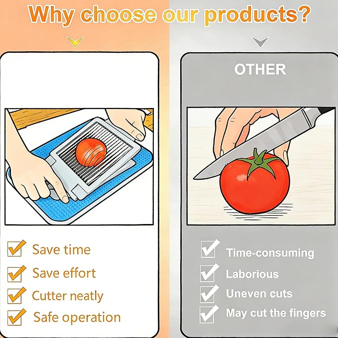 Tomato Slicer, Tomato Cutter Vegetable Slicer, Stainless Steel Blades for Home Use for Smooth Cutting, Precise Cuts for Tomatoes