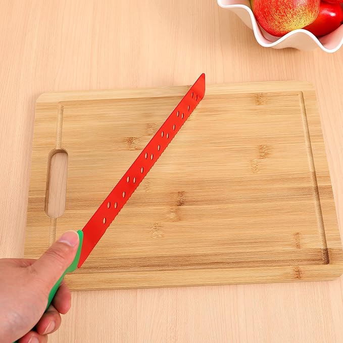 Toyvian 17.12 Inch Watermelon Cutter Knife with Protective Sleeve Stainless Steel Melon Slicer for Kitchen Baking Cake Bread Pizza Cutting