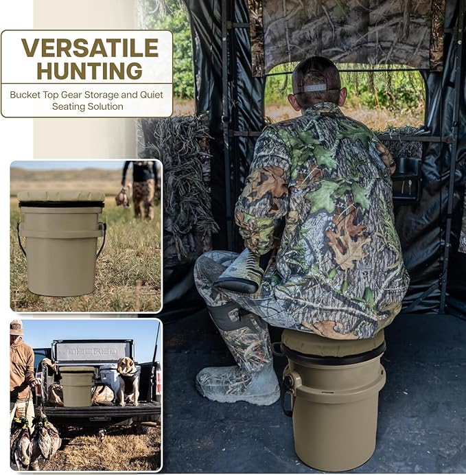 5 Gallon Bucket Seat for YETI Buckets Only, 360-Degree Swivel Bucket Lid Seats for YETI 5 Gallon Bucket, Seat Cushion for Fishing, Hunting, Car Washing,Baseball Training,Tool Organizer