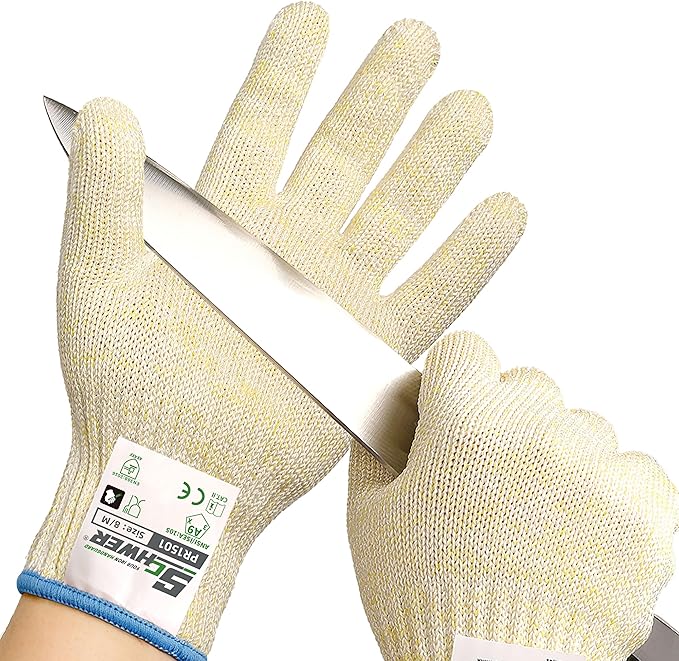 Schwer SlicePro ANSI A9 Cut Resistant Gloves, Food Grade Cutting Gloves for Kitchen Food Prep, Mandoline Gloves for Meat Cutting, Oyster Shucking, Fish Fillet Processing, PR1501, 150 Pairs, M