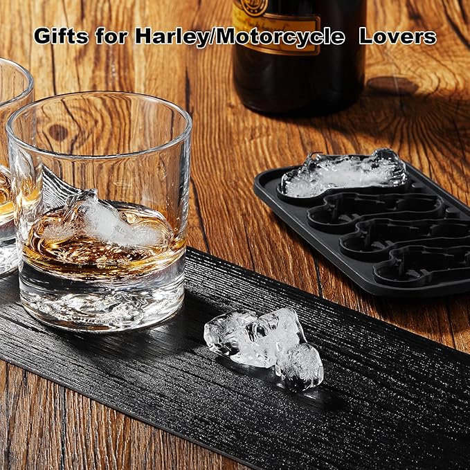 ACOOKEE Novelty Motorcycle Ice Cube Mold, Funny Motorcycle Gifts for Men, Holiday Stocking Stuffers for Men, Large Ice Cube Molds for Whiskey, Bourbon, Cocktails