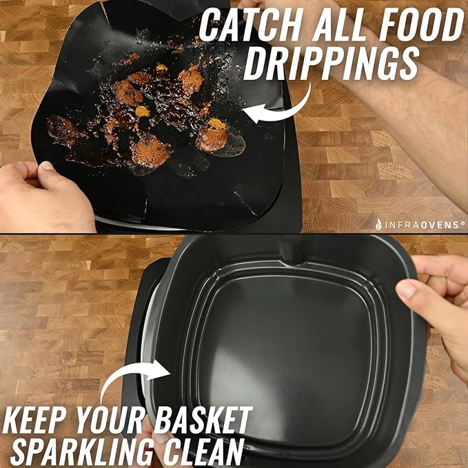 INFRAOVENS Air Fryer Liners Basket Protector Ninja Foodi Grill 5-in-1 AG301, Pro 4-in-1 5 qt AF141, Ninja Air Fryer Pro XL 6-in-1 6.5 QT AF181, PowerXL Grill, Non-Stick Cover for Basket, Easy to Clean