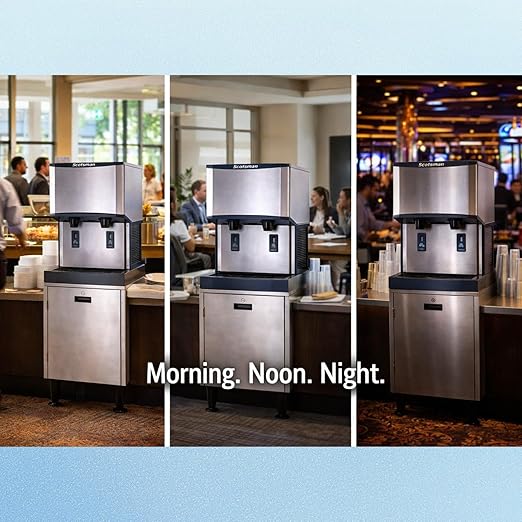 Scotsman Meridian Touchfree Countertop Nugget Ice Maker & Water Dispenser - 260 lb/Day, 12 lb Storage Bin, Stand w/Door
