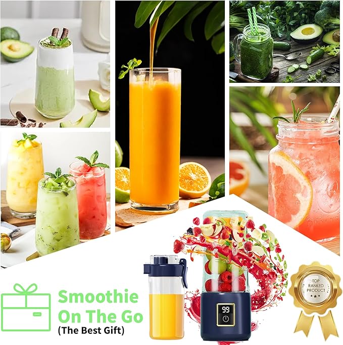 Portable Blender, Mini Blender，small blender for smoothies, 12 Blades Perfect for Blending, Small, Convenient, Multifunctional, with Digital Touch Screen, Suitable for Family Travel