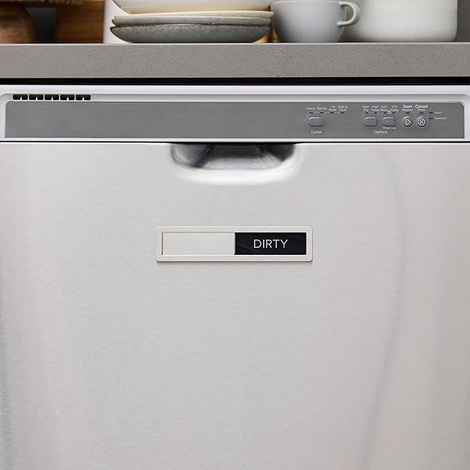 Stainless Steel Dishwasher Magnet Clean Dirty Sign, Premium Clean Dirty Magnet for Dishwasher with a Protective Backing & Adhesives, Kitchen Gadgets Decor, Black White Dirty Clean Dishwasher Magnet