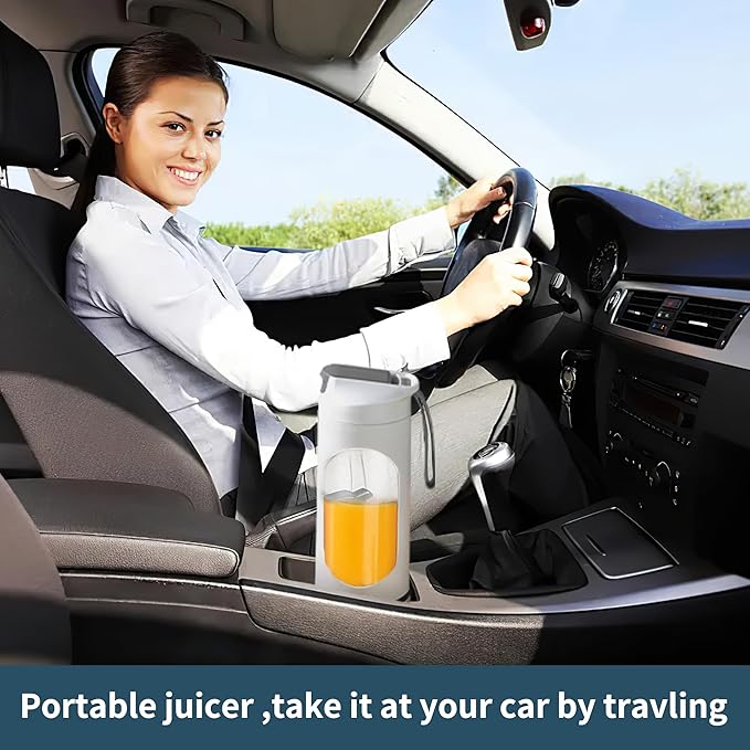 Portable blender,USB-C rechargeable,Personal compact travel juicer cup15OZ for Shakes, Smoothies,Fresh juice,Self-cleaning,Leakproof lid, Smart time display,12 blades,with strong blending White