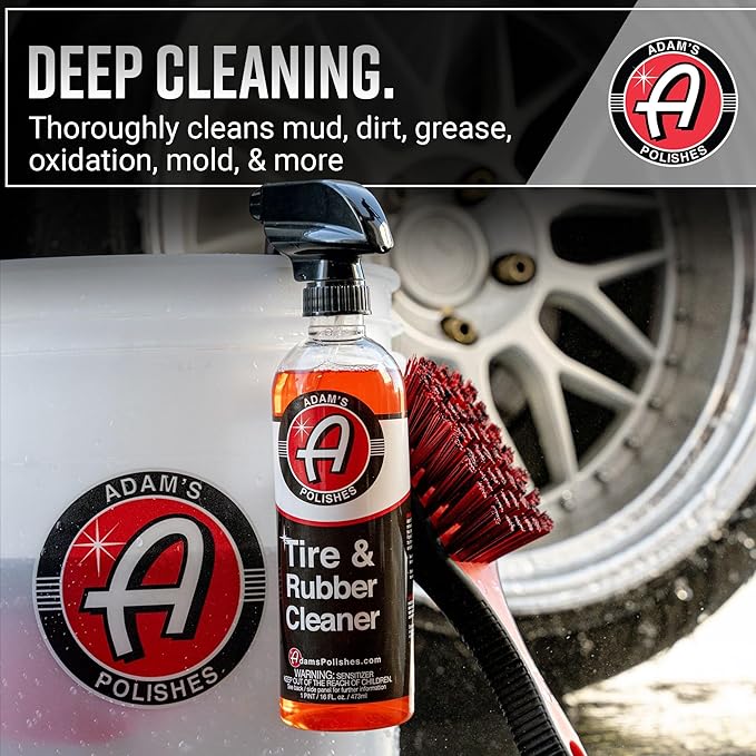 Adam's Polishes Tire & Rubber Cleaner (2-Pack) - Removes Discoloration from Tires Quickly - Works Great on Tires, Rubber & Plastic Trim, and Rubber Floor Mats