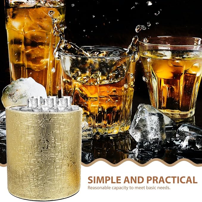 DOITOOL Double Wall Stainless Steel Insulated Ice Bucket with Lid and Ice Tongs for Home Bar Chilling Beer Champagne and Wine Golden