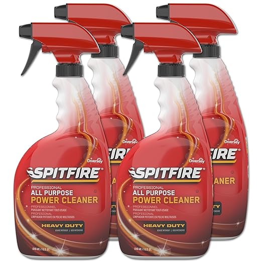 Spitfire CBD540038 Professional All Purpose Power Cleaner, Heavy Duty Degreaser Removes Resin, Paint, Oil, Ink, Gum, Pine Scent, Ready-to-Use Capped Spray, 32-Ounce (Pack of 4)