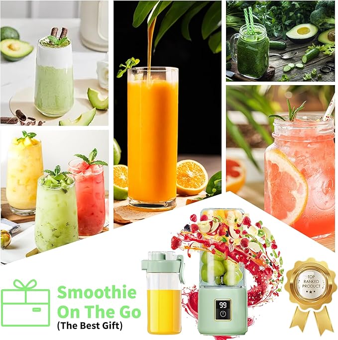 Portable Blender, Mini Blender，small blender for smoothies, 12 Blades Perfect for Blending, Small, Convenient, Multifunctional, with Digital Touch Screen, Suitable for Family Travel