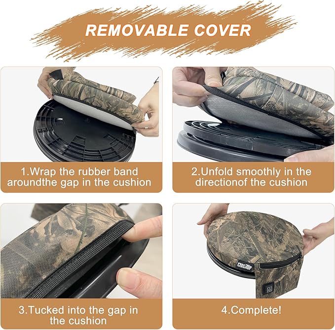 MDSTOP Heated 5 Gallon Bucket Seat, 360-Degree Swivel Bucket Seat Lid, Waterproof Top Seat Foam Cushion for Dove Duck Hunting, Ice Fishing, Baseball, Gardening, Camping（No Power Bank）