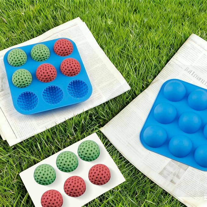 Sidosir Large Golf Ball Chocolate Silicone Molds for Cake Decorations,9-Cavity 3D Golf Ball for Ice, Hot Chocolate Bomb(3Pcs)