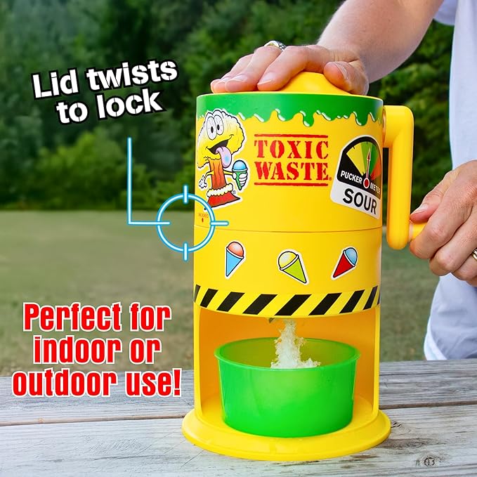 Hawaiian Shaved Ice TOXIC WASTE Mini Snow Cone Machine Manual Ice Shaver No Electricity Needed Ice Cups and DIY Stickers Included