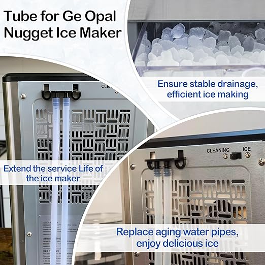 Ice Maker Drain Tube Fit for GE Profile Nugget, Replacement Hose Compatible with Opal Nugget Countertop Ice Maker with Tank - Ice Maker Parts 1/4 ID Silicone Water Line