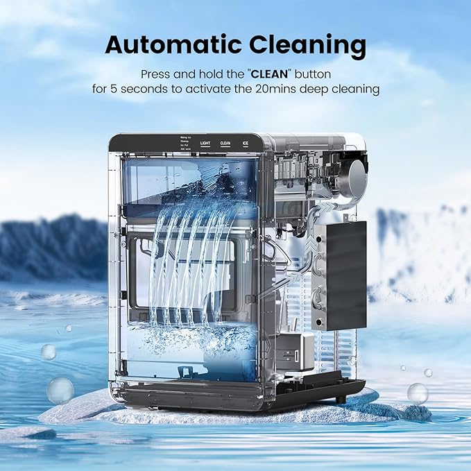 Nugget Ice Makers Countertop, 44Lbs/24H Crushed Ice Maker & Chewable Pellet Ice Machine with Ice Scoop, Pellet Ice Makers with Removable Basket,Sonic Countertop Ice Machine for Home/Kitchen/Office