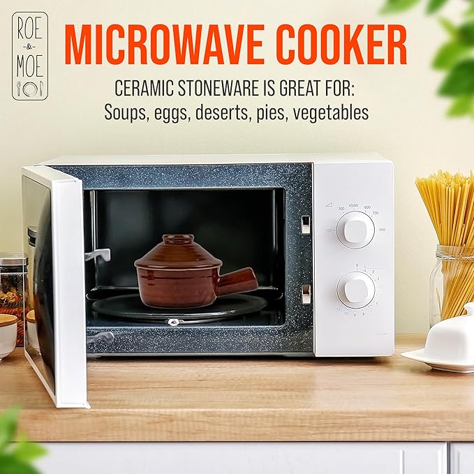 Roe & Moe Egg Cooker - Non-Stick, Ceramic Microwave Egg Poacher with Dome Chimney Lid and Hollow Handle - Reimagine Breakfast with Picture-Perfect Eggs and Delicious Soups with Our Microwave Steamer