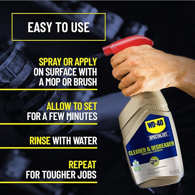 WD-40 Specialist Cleaner & Degreaser, Multi-Surface Cleaning Solution, Great for cleaning grills and grill parts, 32 OZ [Non-Aerosol Trigger]