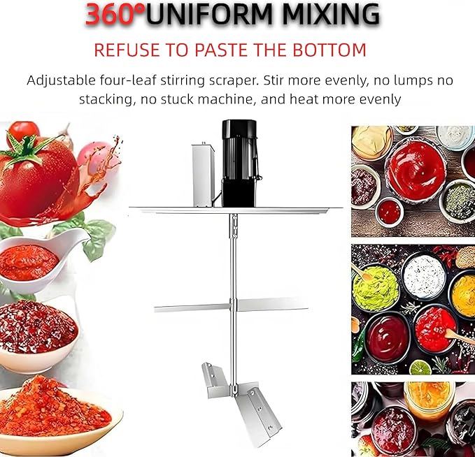 Automatic Food Mixer, Commercial Pot Stirrer, Stainless Steel Mixing Machine with Adjustable Speed Control for Making Jam and Sauce