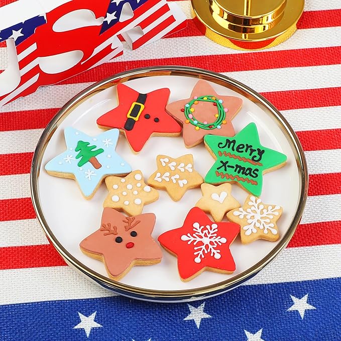 8-Piece Star Cookie Cutter Set with Storage Box - Heavy Duty Stainless Steel Baking Tools, Plastic Handles, Dishwasher Safe, Kids Friendly for Cookies, Biscuits, Vegetable, Fruit and Sandwiches